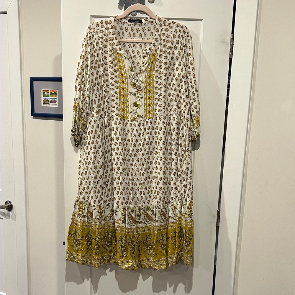 BloomChic Cream and Yellow Floral Long Sleeve Dress